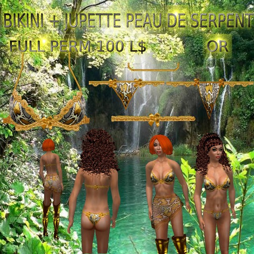 bikini peau de serpent or
