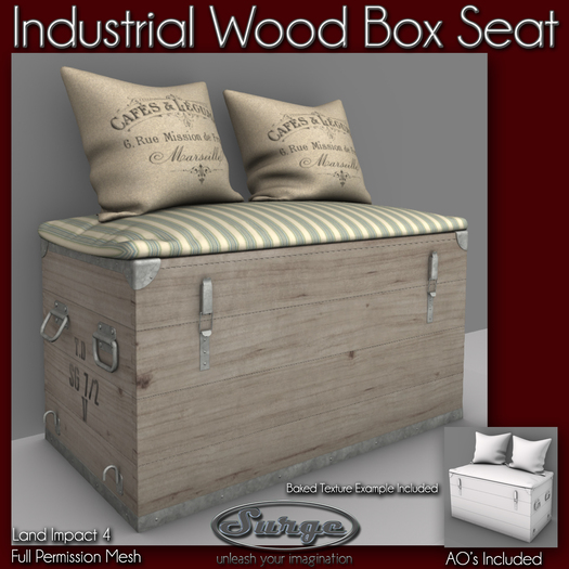Industrial Wood Box Seat - Full Permission Mesh
