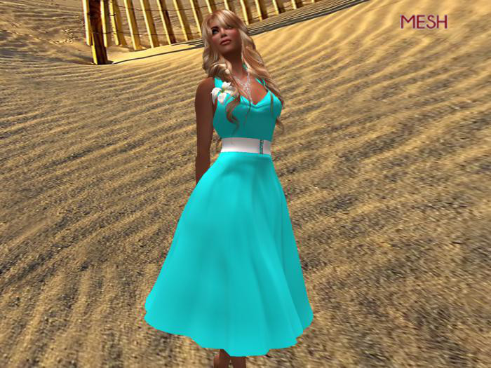 SP~"Retro" Halter Dress Aqua - Rez Me