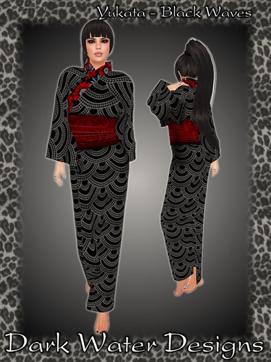 Yukata -  Black Wave