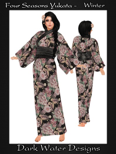 Second Life Marketplace - Yukata - Red and Gold (mesh)