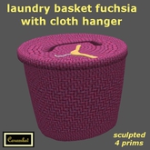 Laundry basket fuchsia with cloth hanger