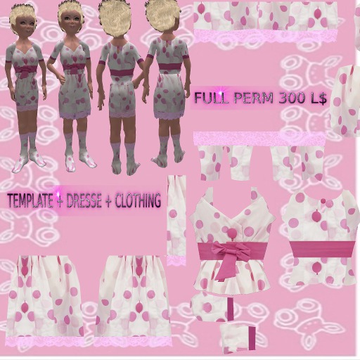 toute l'ensemble pour la robe enfant blanc avec rond rose dente