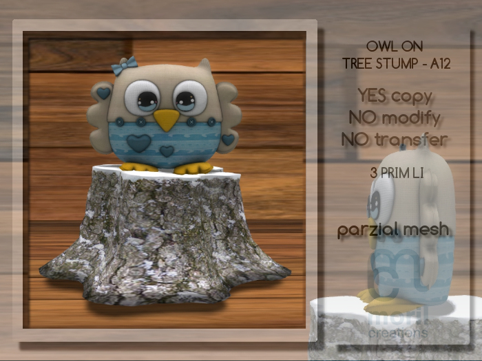 OWL ON TREE STUMP - A12