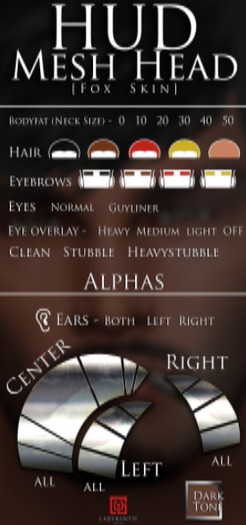 -Labyrinth- Mesh Head HUD (Fox Skin) - Dark
