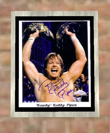 Pawsome Autographs - Rowdy Roddy Piper Autographed colour Photo Fram