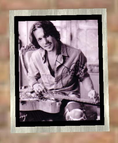 Pawsome Autographs - Johnny Depp B&W Photo - Signed and framed