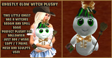 Ghostly Glow witch plushy/ with spell book and broom