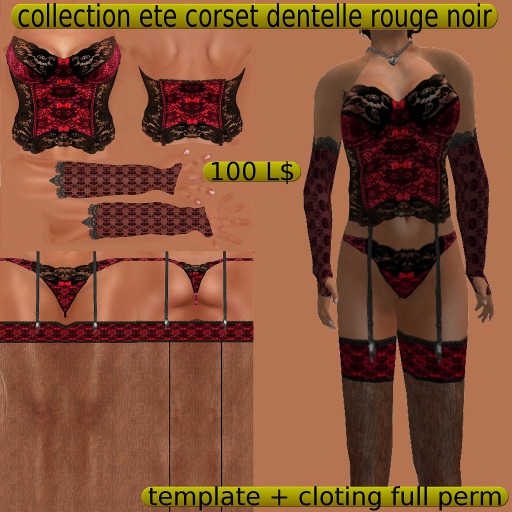collection ete corset rouge noir dentelle