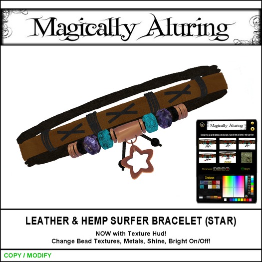 Magically Aluring - Leather & Hemp Surfer Bracelet