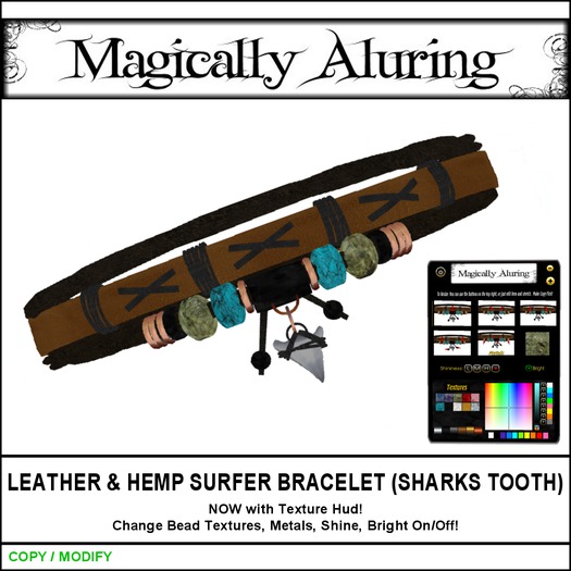 Magically Aluring - Leather & Hemp Surfer Bracelet