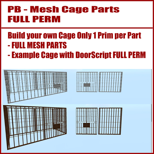 Second Life Marketplace PBMesh Cage Parts Full Perm[BOXED] FULL PERM