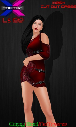 XF - Cut Out Dress Red With Straps Mesh