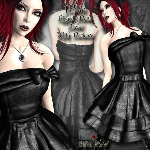~Black Arts~Mika Rigged Mesh Dress Black