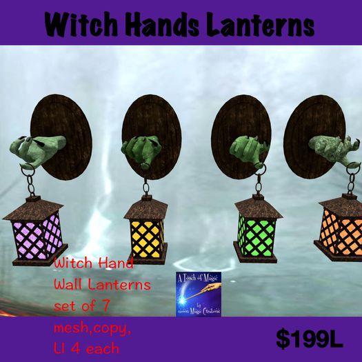 Witch Hand Wall Lanterns Set of 7 (crate)