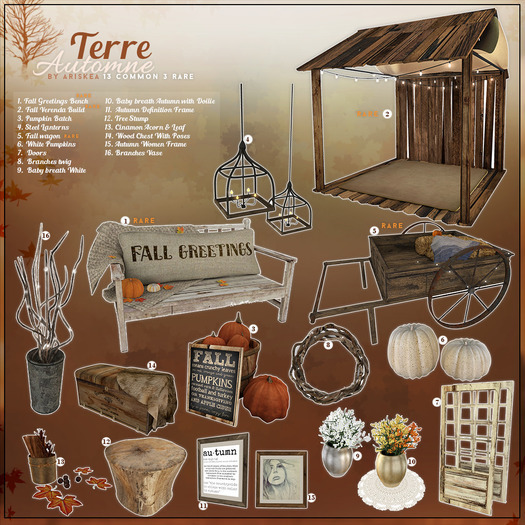 Ariskea[ Terre Automne ] Fall Greetings Bench RARE