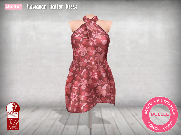 {dollle*} 112 Hawaiian Halter Dress - Red