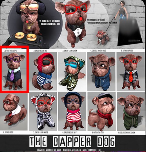 Second Life Marketplace - The Dapper Dog - Office Pup Purple