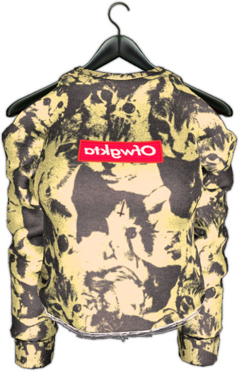 .:villena:. - crop sweatshirt kitty camo yellow