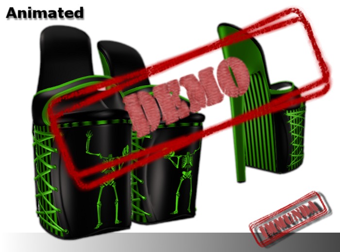 DEMO immunda SLINK High Halloween Corset Heels with Animated Texture in Green