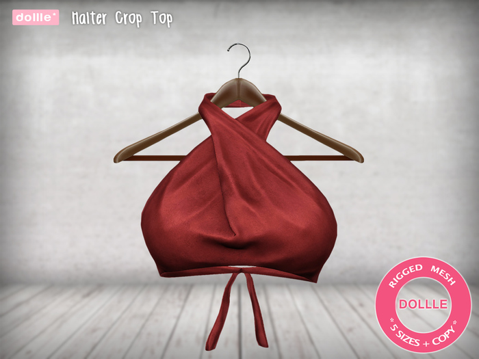 {dollle*} Halter Crop Top - Red