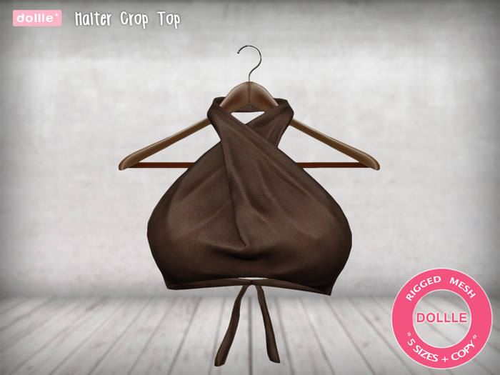 {dollle*} Halter Crop Top - Brown