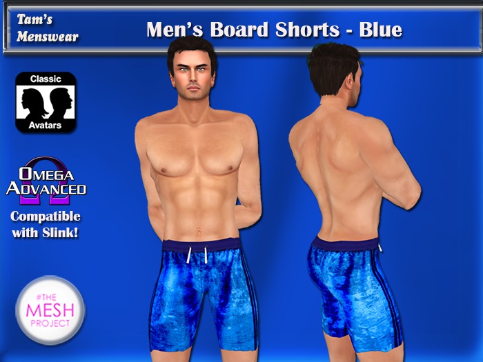 [TMW] - Tam's Menswear Board Shorts Blue