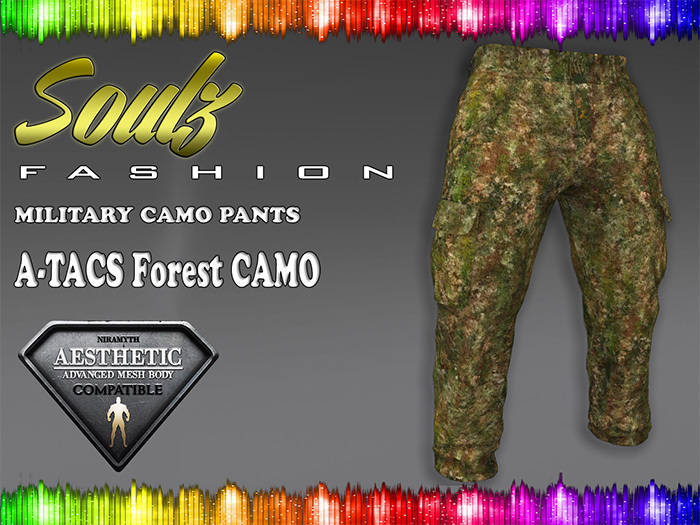 :][: Soulz Fashion :][: - MILITARY CAMO PANTS - A-TACS Forest