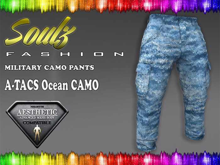 :][: Soulz Fashion :][: - MILITARY CAMO PANTS - A-TACS Ocean