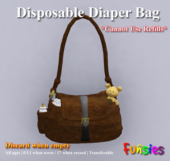 FUNSIES Diaper Bag - DISPOSABLE in Brown