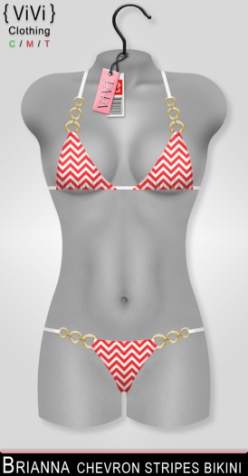 { ViVi } Brianna - Chevron Stripes Bikini - Red