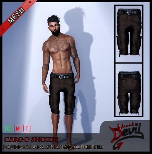 ..::Drunk Devil ::.. ~ Brown ~ MESH Cargo Shorts