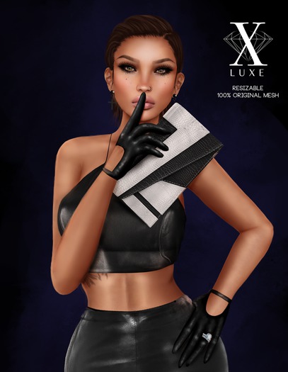 LUXE. Croc Skin Purse White