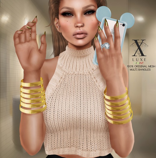 LUXE. Multi Bangles Black