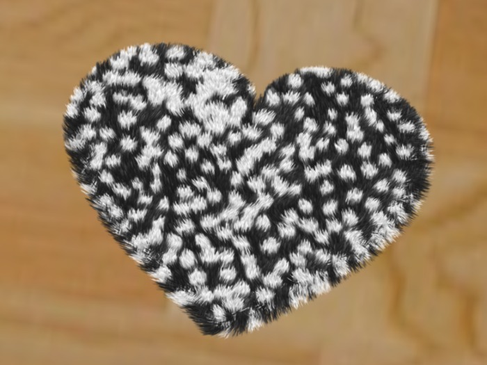 Black & White Dots Furry Heart Rug I