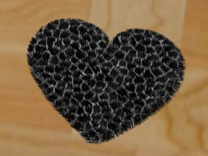 Black Giraffe Furry Heart Rug