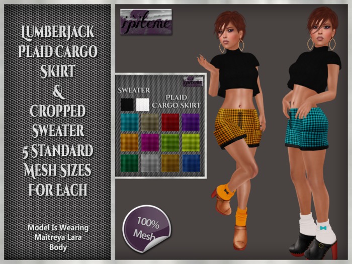 ~i~ Plaid Cargo Skirt & Sweater (Add Me)