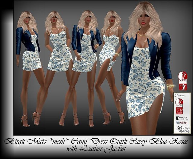 Birgit Mai's  *MESH* Cami Dress Outfit Casey Blue Roses (BOXED)