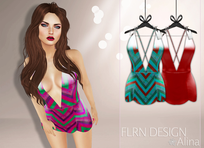 [FLRN] Alina Dress Turquoise&Red