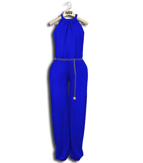 .:Vitrimi:. Side Slit Jumpsuit w/ Chain Navy