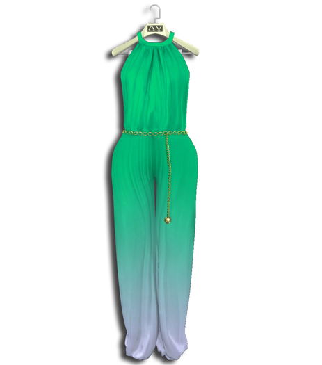 .:Vitrimi:. Side Slit Jumpsuit w/ Chain Mint Gradient