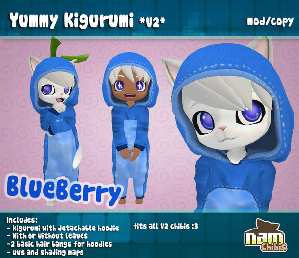 Second Life Marketplace NAM Yummy Kigurumi V2 BlueBerry
