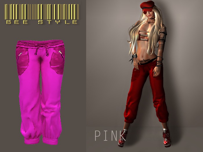 Bee Capri Pants Mix Leather Pink