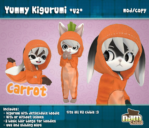 Second Life Marketplace NAM Yummy Kigurumi V2 Carrot