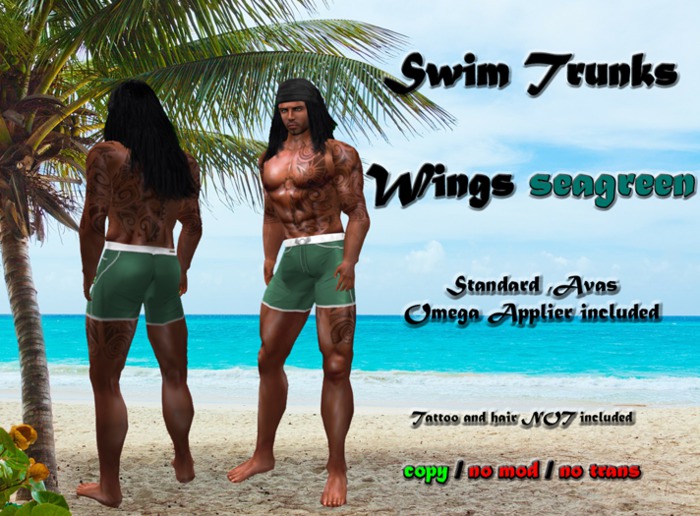 [Crazy] Swim Trunks Wings seagreen