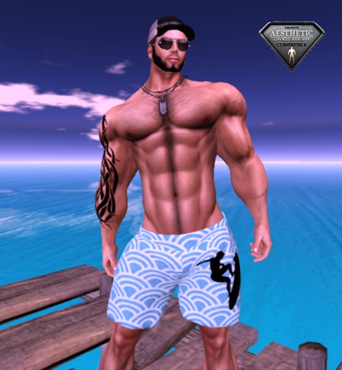 [D.Cavalieri] - Shorts Beach Waves - Fitted Mesh