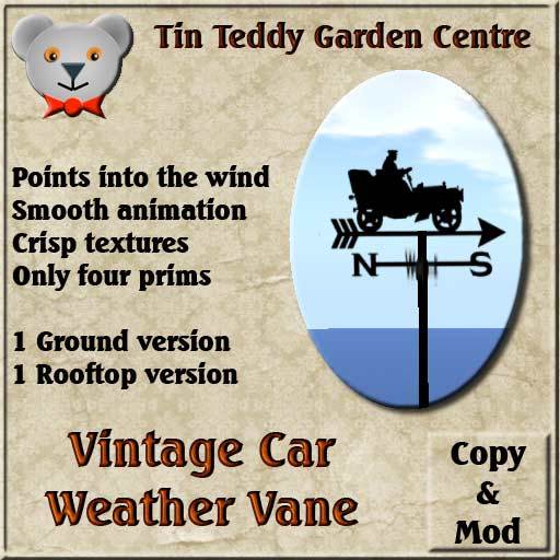 Tin Teddy/YavaScript Weather Vane - Vintage Car  (windvane)