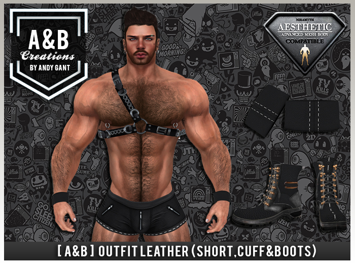 [ A&B ]  Outfit leather (short,cuff&boots) 
