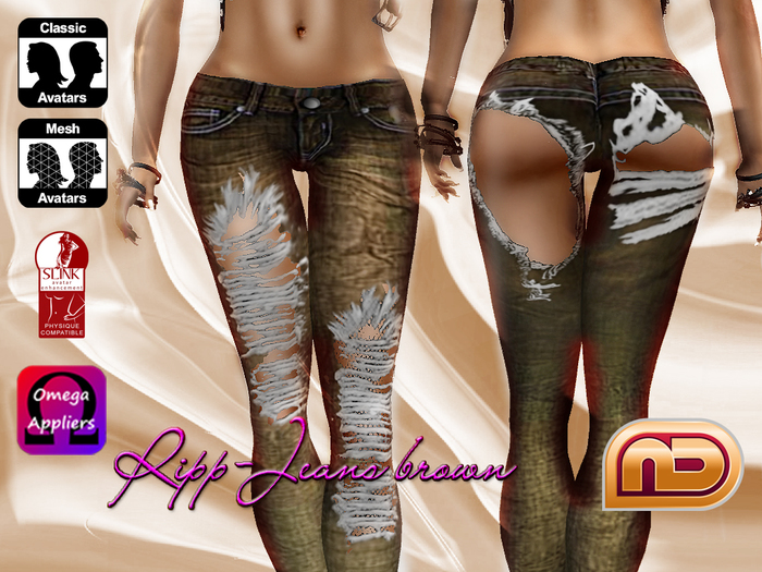 [NetLife Design]  Ripp-Jeans - Brown + Appliers {wear me}