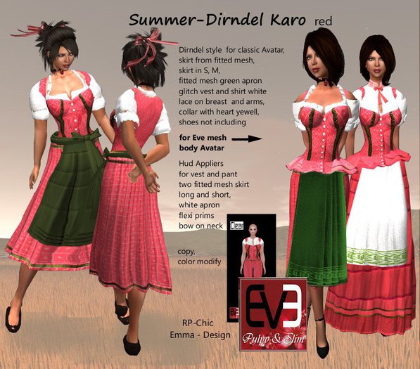 RP-Chic Summer Dirndel Karo red